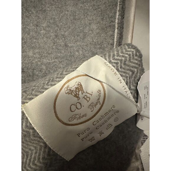 NEW Co.Bi Throw Blanket YAGO 100% Pure Cashmere 55x70 Double Face Chevron Grey - Picture 4 of 4